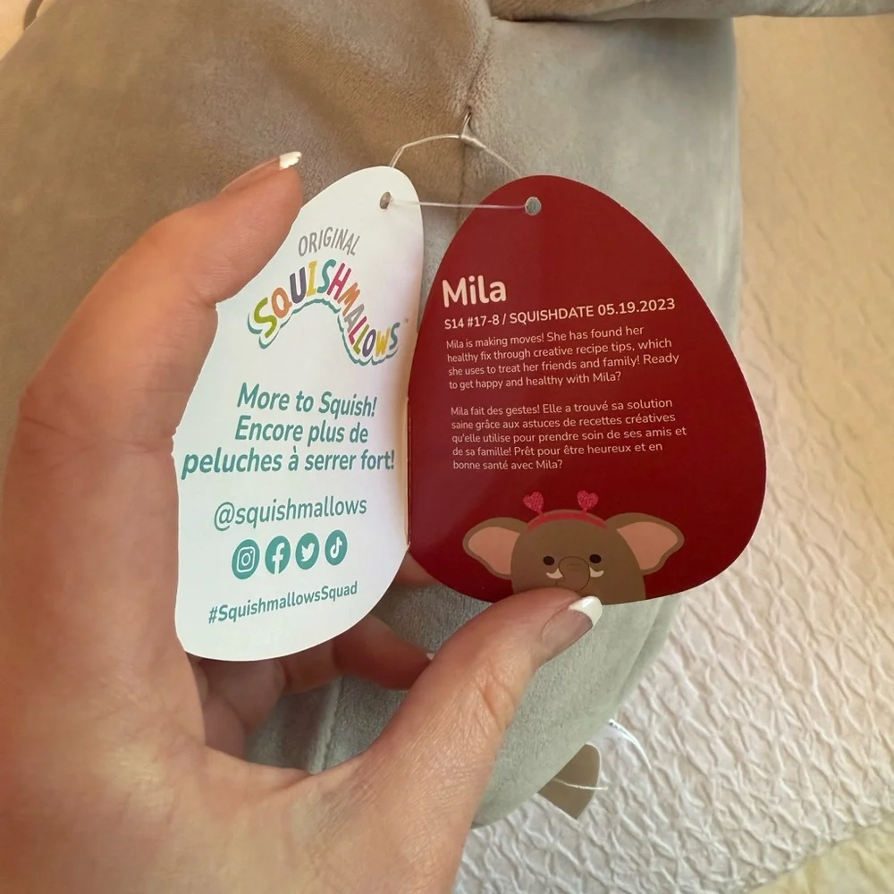 Mila the Elephant Squishmallow – 14” Valentine’s Day Edition (S14 #17-8) - Picture 8 of 9